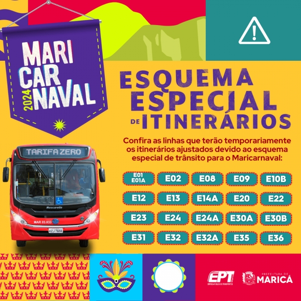 EPT realiza desvios nos itinerários das linhas de ônibus para o Maricarnaval 2024