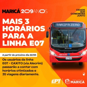 EPT faz ajustes e adiciona 3 novos horários na linha E07 - Caxito (via Alecrim)