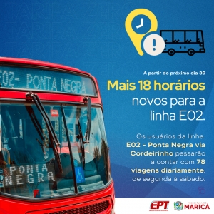 EPT adiciona 18 horários novos para a linha E02
