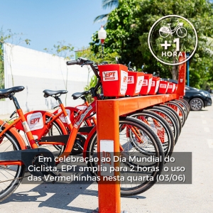 Dia Mundial da Bicicleta: EPT libera 2 horas de uso gratuito das Vermelhinhas