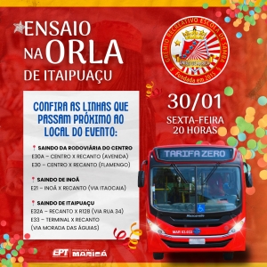 Confira as linhas que atendem o ensaio de rua em Itaipuaçu