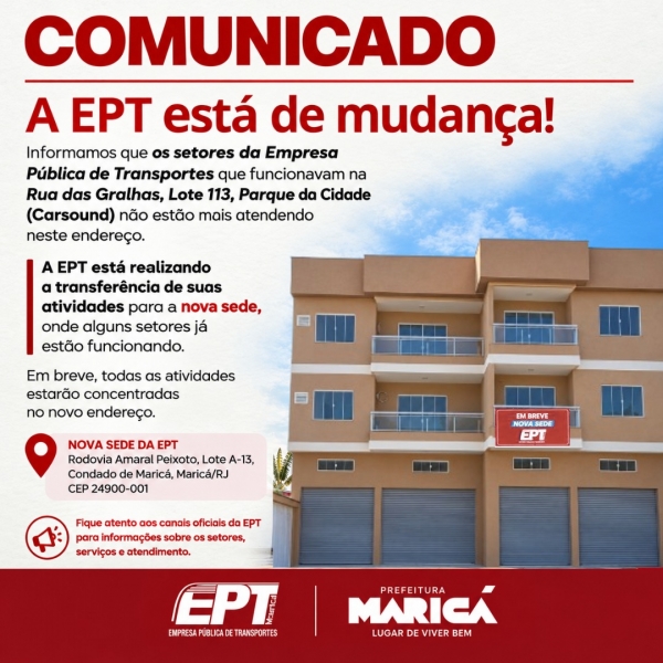 EPT está de mudança para nova sede