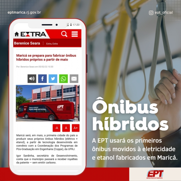 A EPT usará os primeiros ônibus híbridos fabricados em Maricá