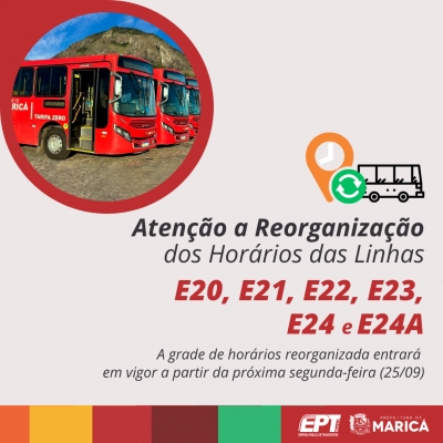 EPT reorganiza grade de horários das linhas E20, E21, E22, E23, E24 e E24A