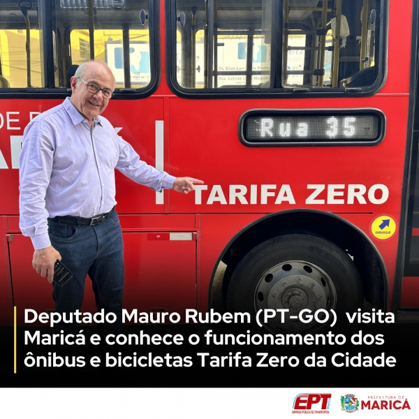 Deputado Mauro Rubem (PT-GO) visita Maricá e conhece o funcionamento dos ônibus e bicicletas Tarifa Zero da Cidade
