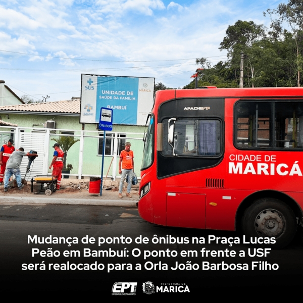 Mudança de ponto de ônibus na Praça Lucas Peão em Bambuí: O ponto em frente a USF será realocado para a Orla João Barbosa Filho
