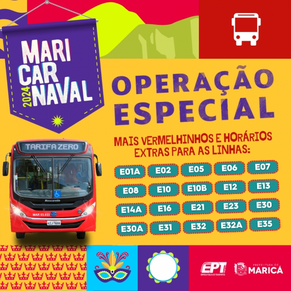 Operação Especial dos &#039;Vermelhinhos Tarifa Zero&#039; para o Maricarnaval 2024