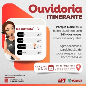 EPT promove última edição da &quot;Ouvidoria Itinerante&quot; de 2023 na Orla do Parque Nanci
